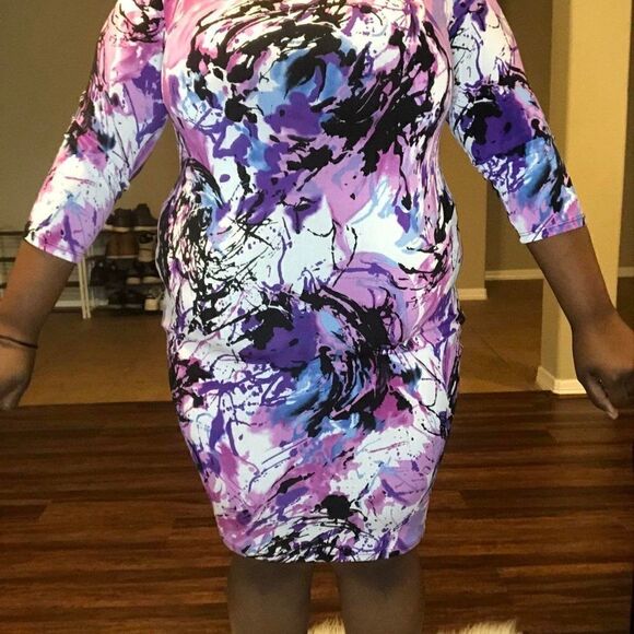 FTF PURPLE BLACK WHITE PLUS SIZE DRESS - Picture 3 of 3